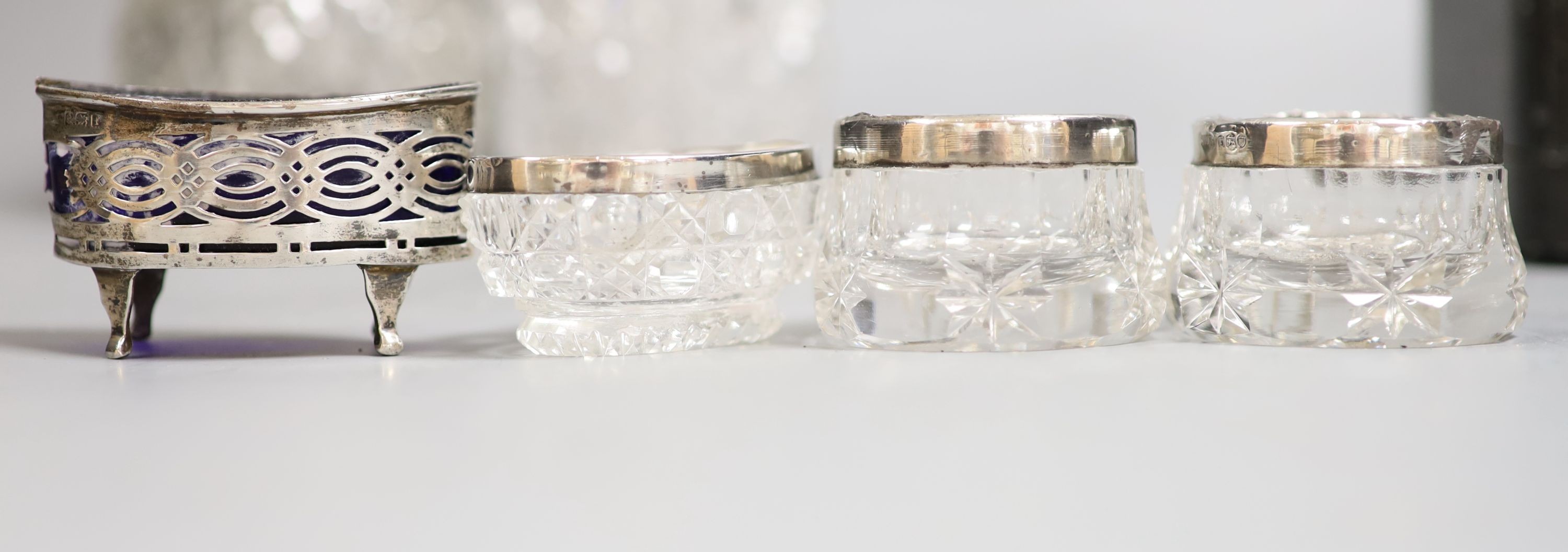 A group of small silver including christening set, napkin rings, scent bottles, etc.